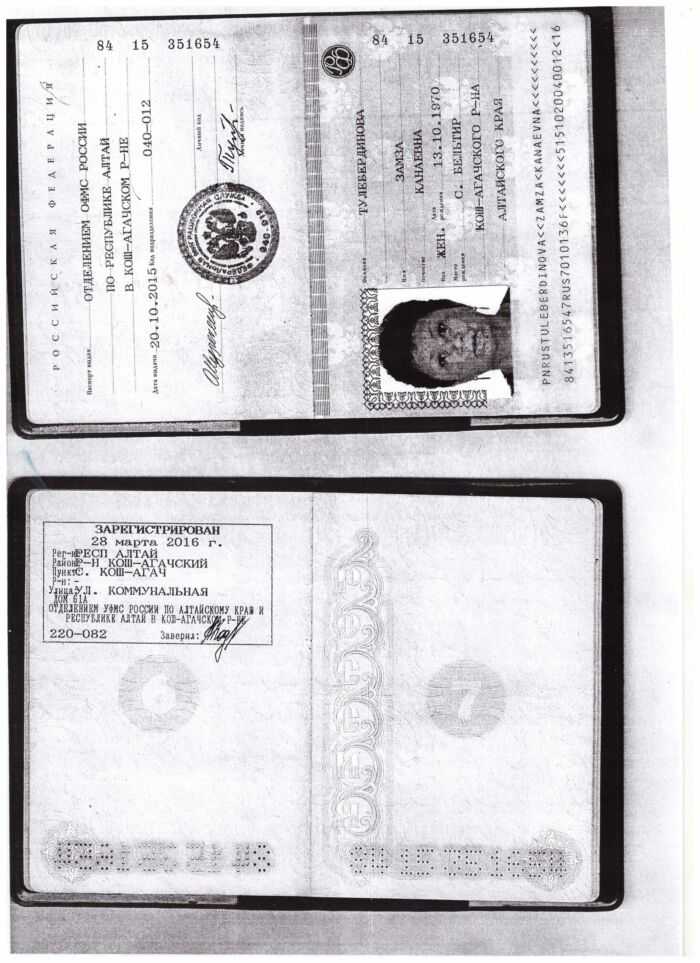 паспортные данные